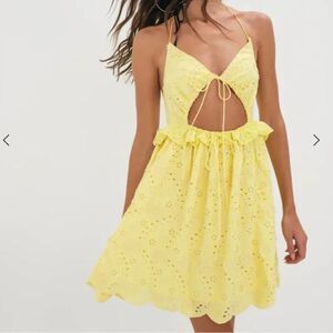 For Love and Lemons Natalia Mini Dress Medium Yellow NWT 60s HOCO homecoming